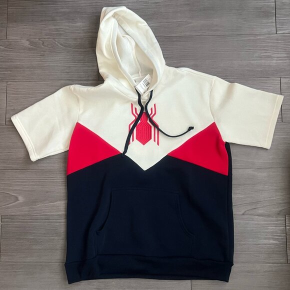 NWT Marvel Spiderman Colorblock Women's Short Sleeve Hoodie Boxlunch Size XL - Picture 2 of 6